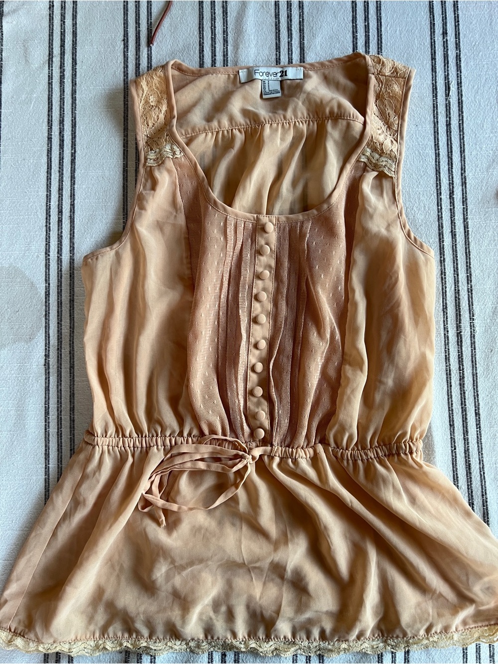 Forever 21 Light Peach Blouse with Tie Waist